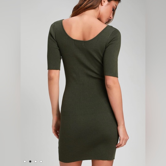 XS Lulu’s Olive Green Bodycon Dress - Picture 3 of 5